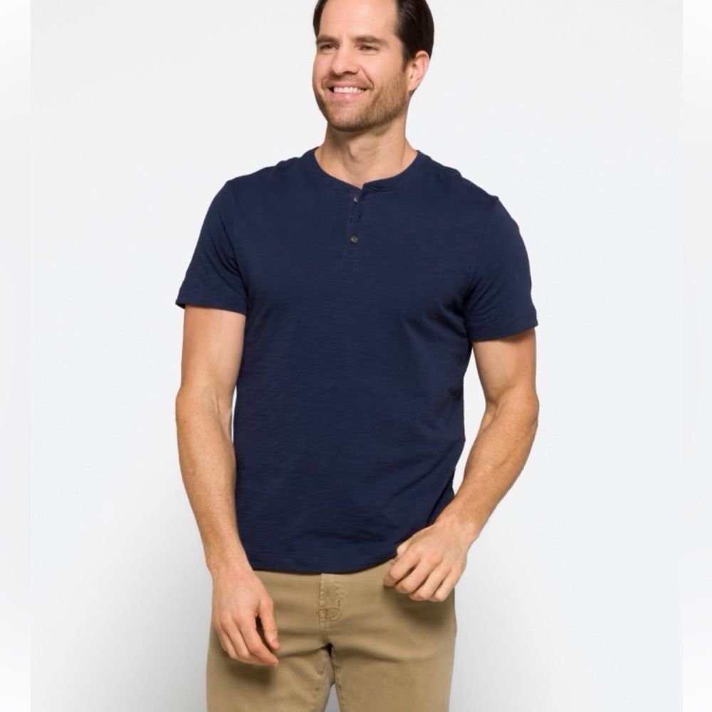 Even Tide Ryan Vintage Wash Slub Polo - Navy Blue - Large NWT